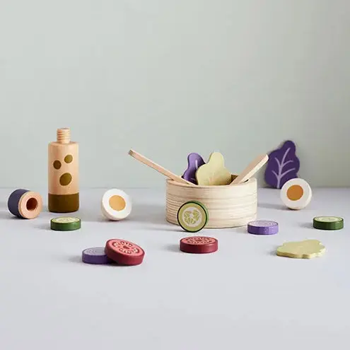 Service à salade enfant en bois – set dinette complet dès 3 ans