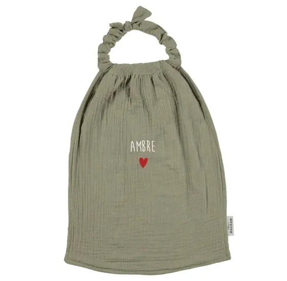 Serviette de cantine en gaze - Olive - Atelier Wagram