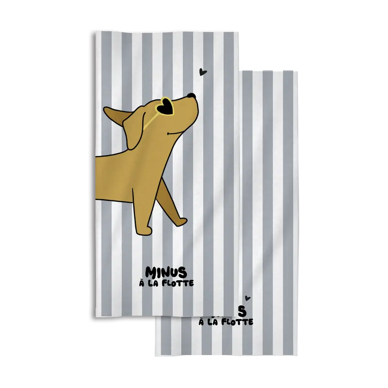 Serviette microfibre enfant Chien – serviette plage fun et légère