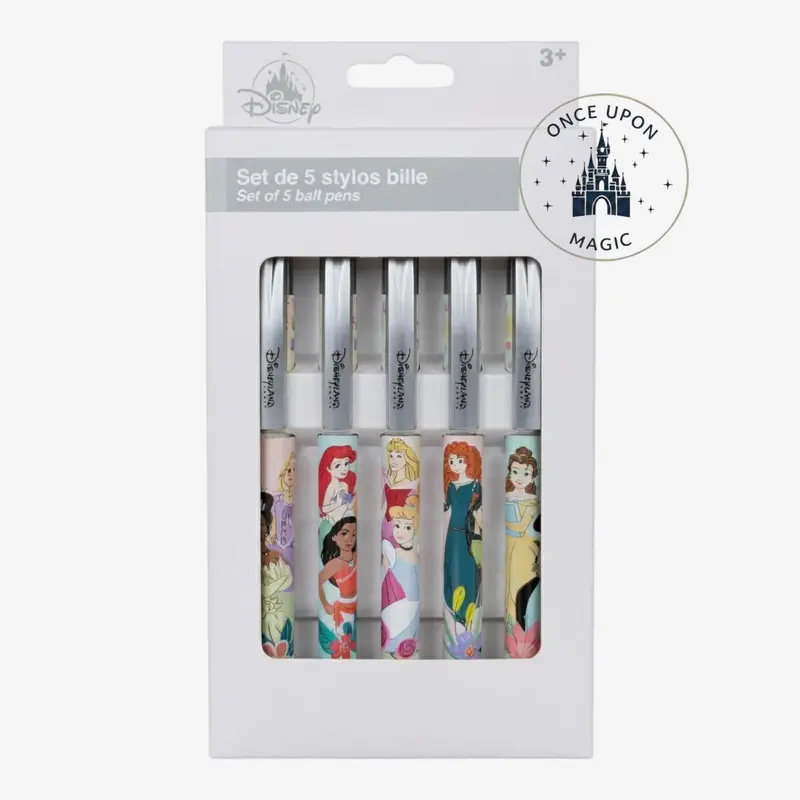 Set 5 Stylos Bille Princesses Disney – Papeterie Collector Officielle Disneyland Paris