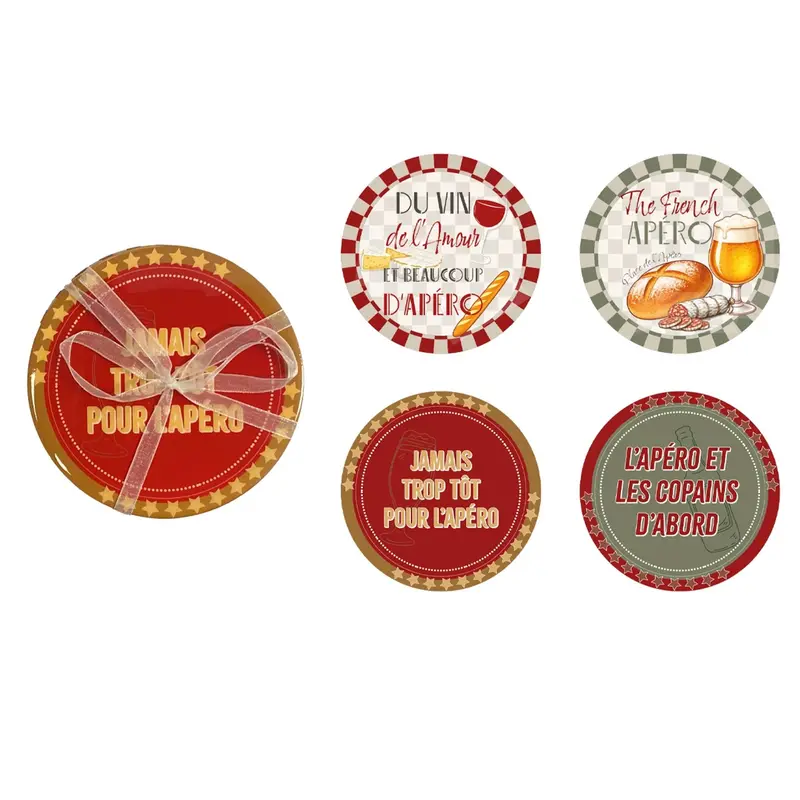 Set de 4 sous-verres bois et époxy Apéro - Brèves de comptoir