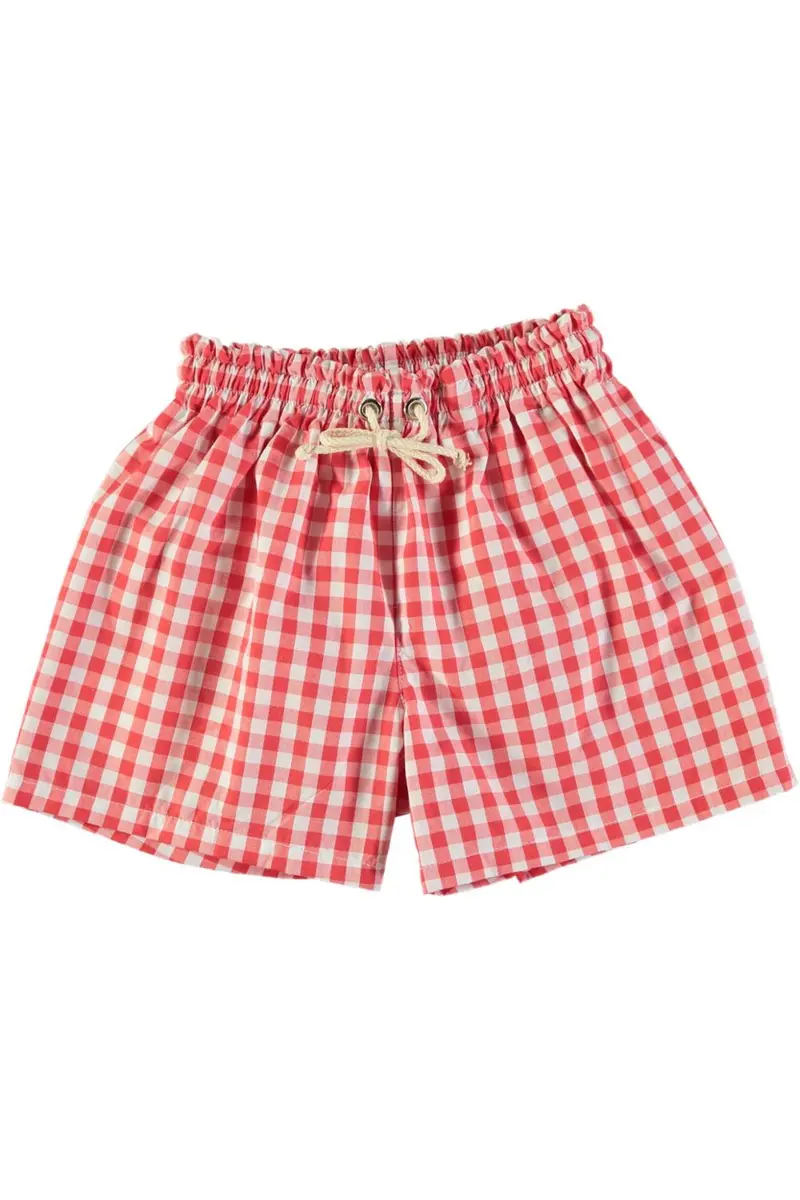 Short de bain garçon Farceur - Vichy rouge