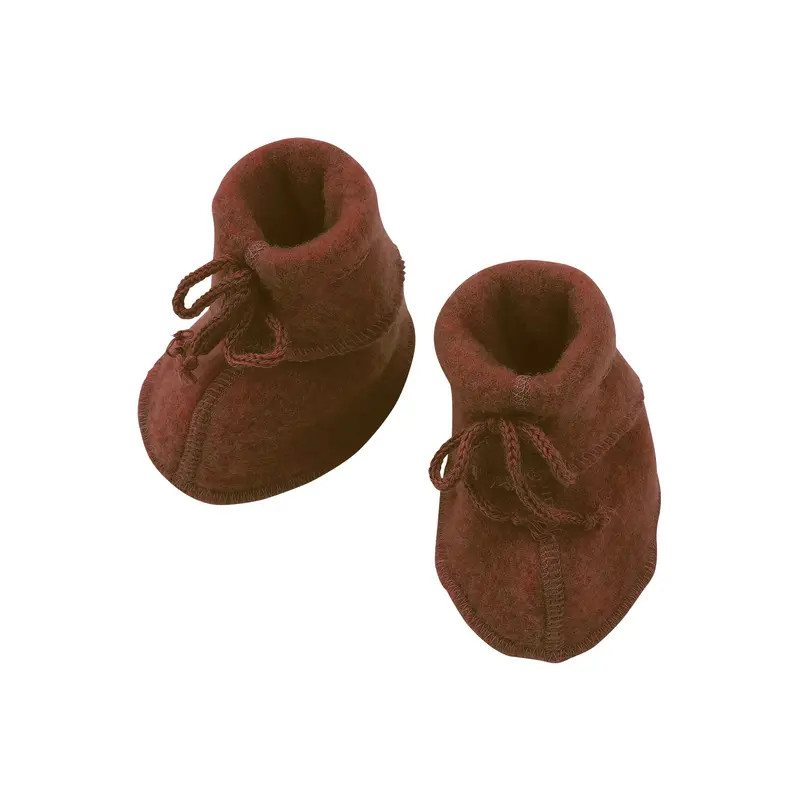 Soft Merino Wool Fleece Booties - Cinnamon Mélange - 0-3M ONLY