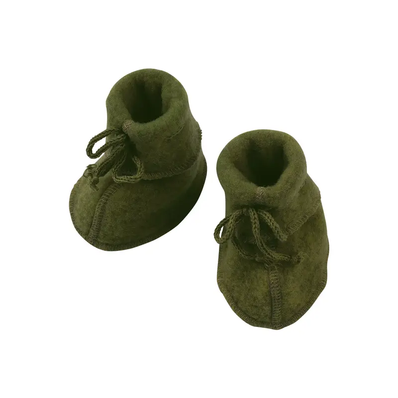 Soft Merino Wool Fleece Booties - Reed Mélange - 3-6m ONLY