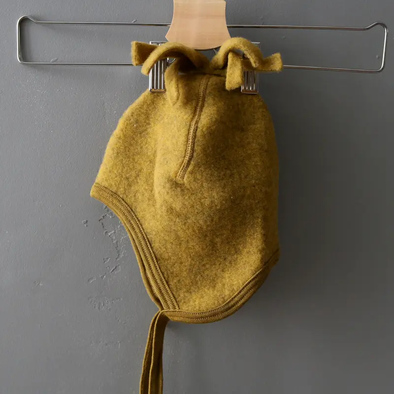 Soft Merino Wool Fleece Hat - Saffron - 12m-2y only