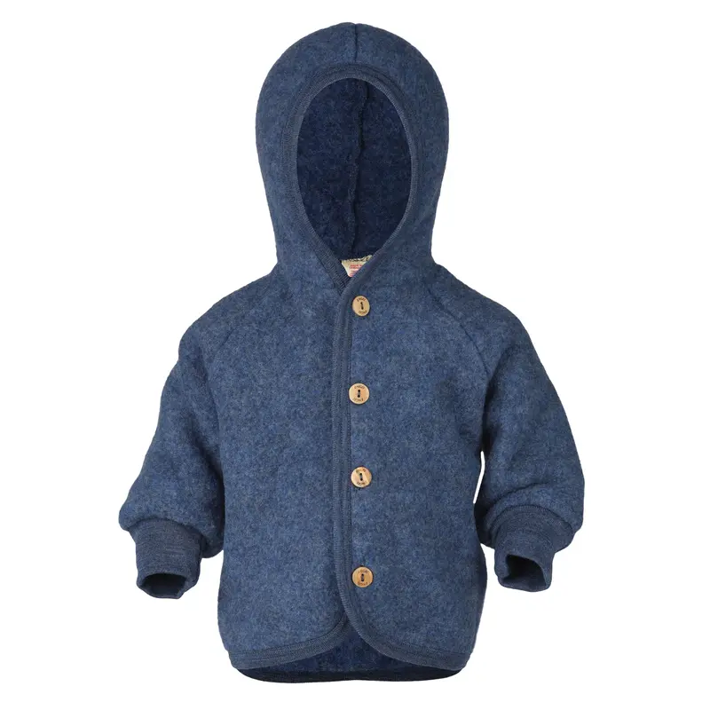 Soft Merino Wool Fleece Jacket - Navy - 0m-6y
