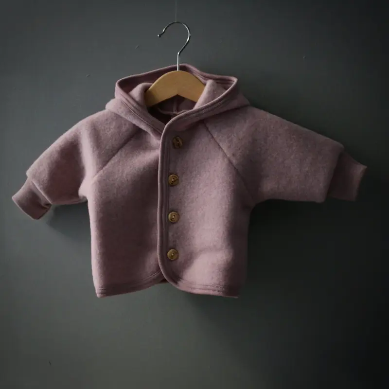 Soft Merino Wool Fleece Jacket - Rosewood - 0-3m only