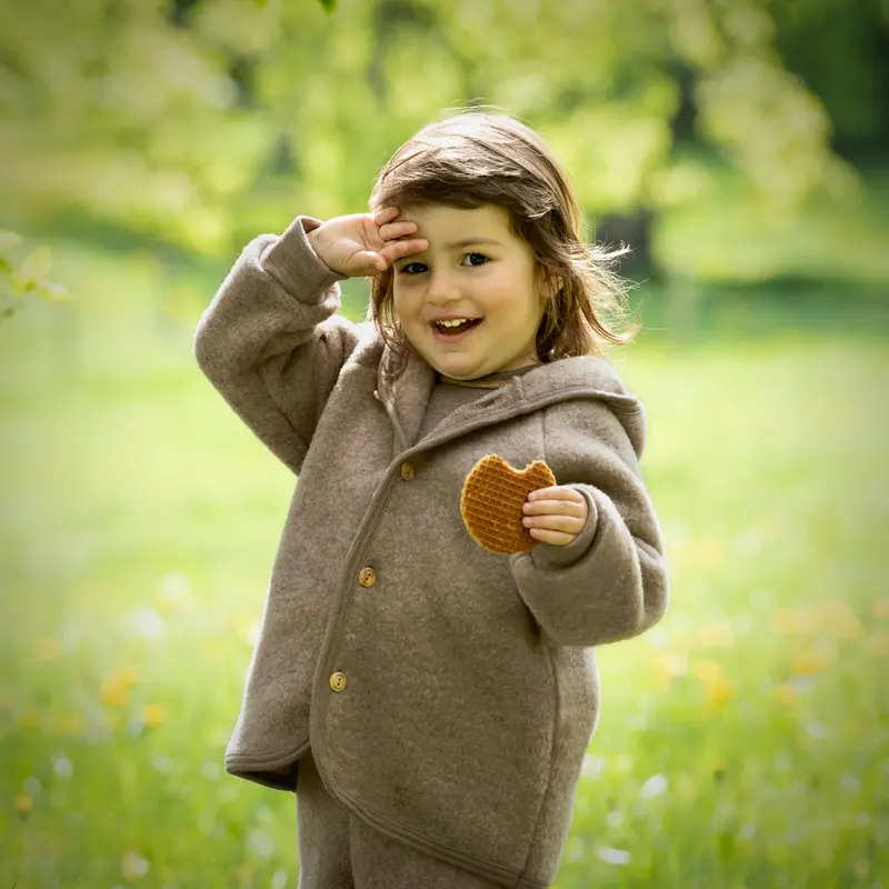 Soft Merino Wool Fleece Jacket - Walnut - 0m-6y