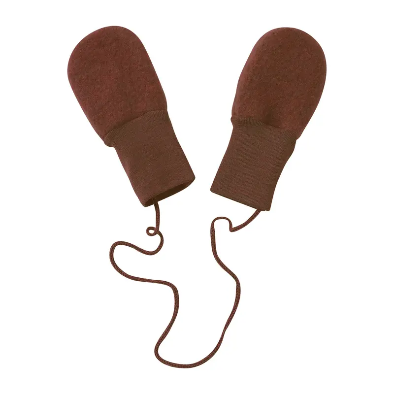 Soft Merino Wool Fleece Mittens - Cinnamon Mélange - 0-12m