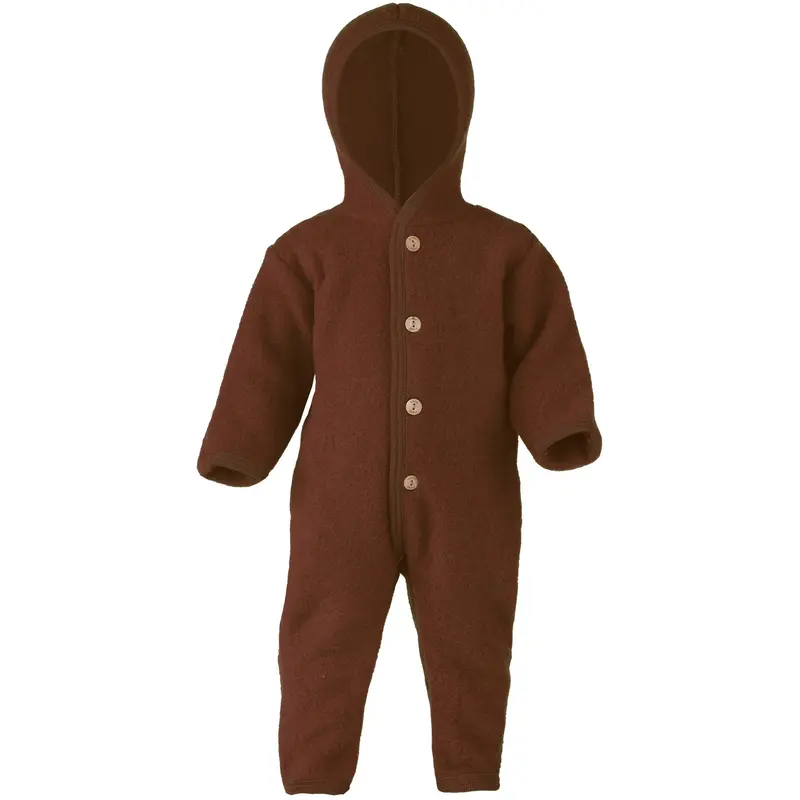 Soft Merino Wool Fleece Snugglesuit - Cinnamon Mélange - 0m-2y