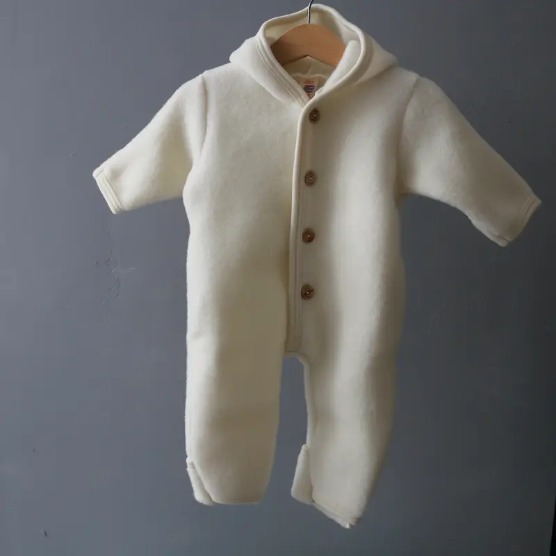 Soft Merino Wool Fleece Snugglesuit - Natural - 0-6m
