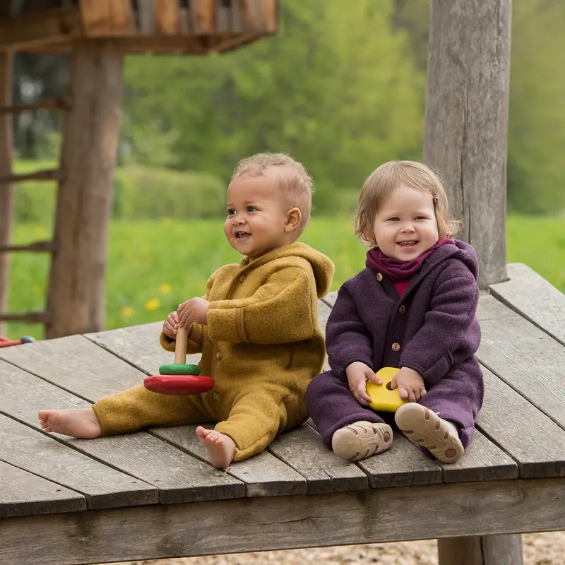 Soft Merino Wool Fleece Snugglesuit - Saffron - 0m-2y