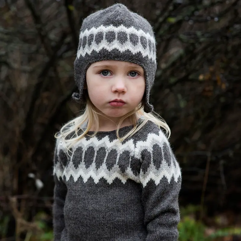 Soft Semi Hand Knitted Alpaca Hat - Taupe - 2-10y