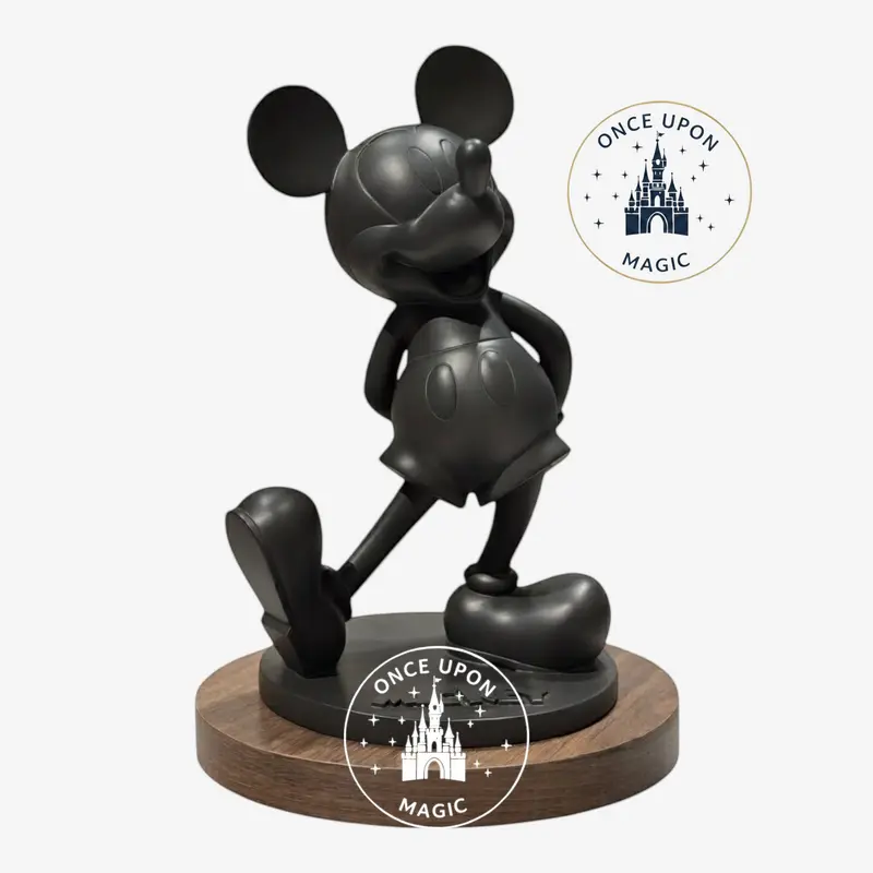 Statue Mickey Mouse Édition Noire Mat Socle Bois 30 cm — Disney