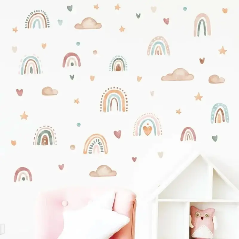 Stickers Muraux Arc-en-Ciel Amour – Chambre Bébé