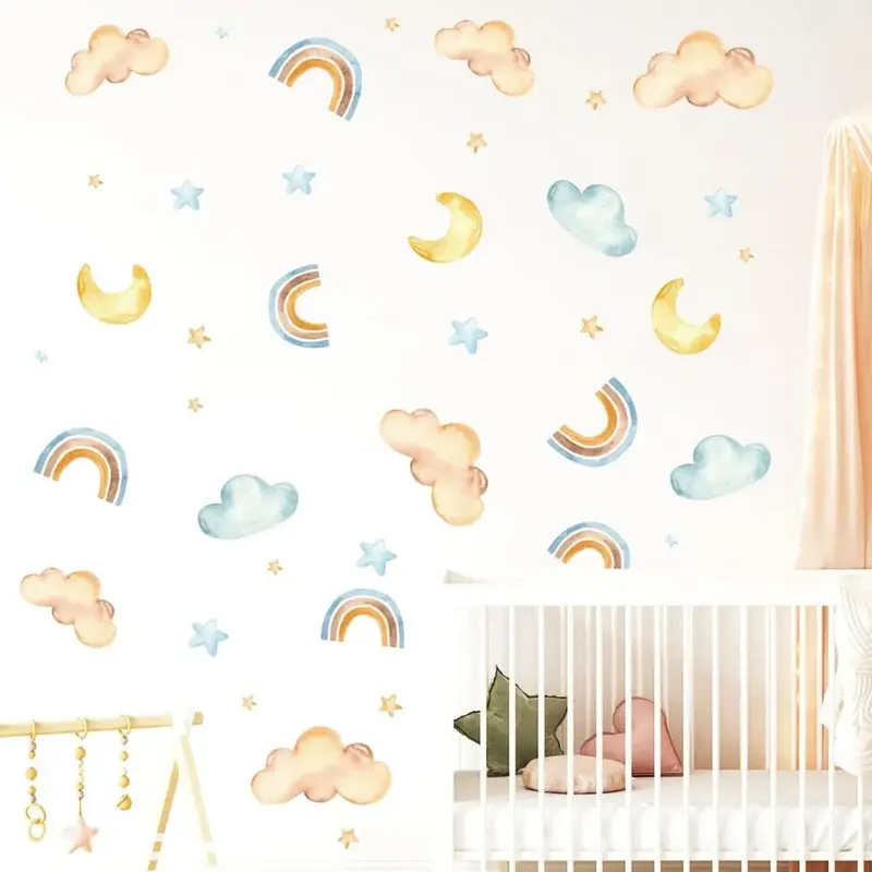 Stickers Muraux Arc-en-Ciel Étoile Lune – Chambre Bébé