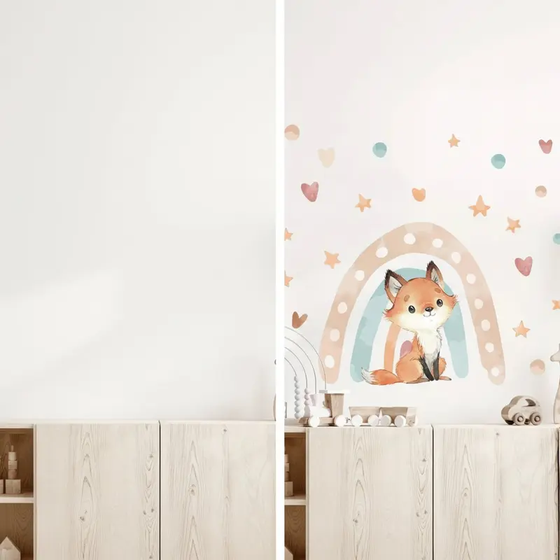 Stickers Muraux Renard – Chambre Bébé Aquarelle