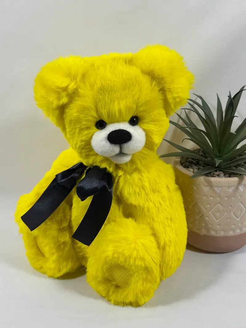 Sunny, ours de collection fausse fourrure artisanal jaune – 30 cm