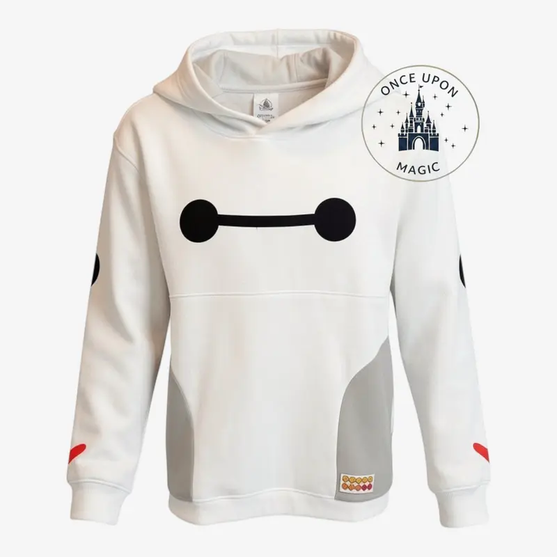 Sweat à Capuche Baymax Big Hero 6 Blanc Panneaux Gris & Rouge Disney — Disneyland Paris
