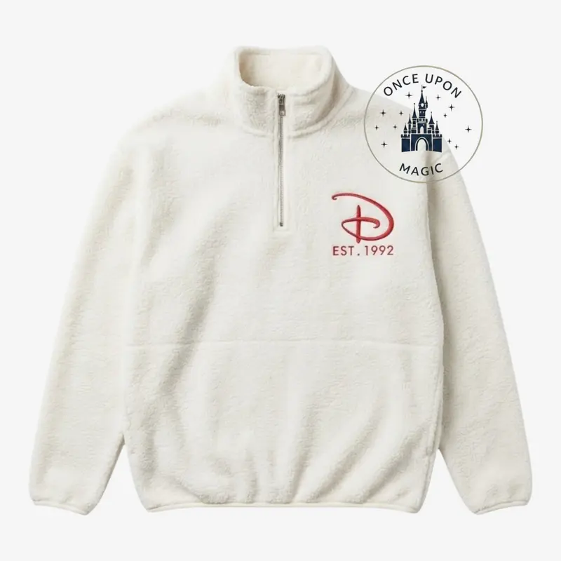 Sweat polaire demi-zip Minnie Mouse – Blanc – Disneyland Paris