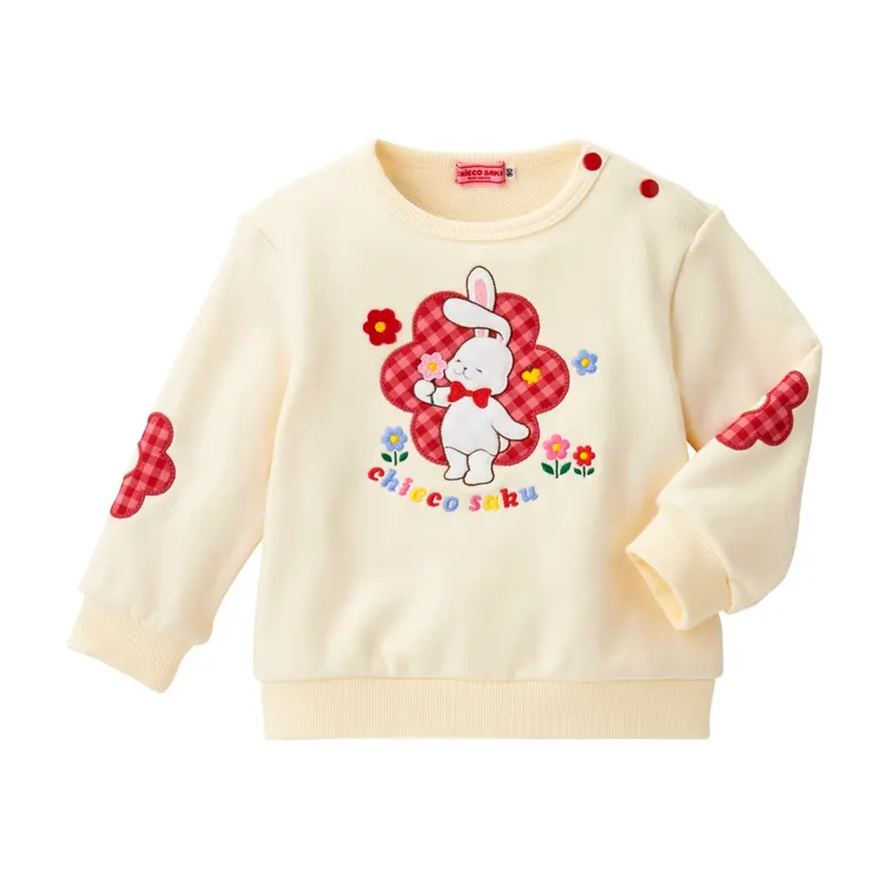 SWEATSHIRT BLANC MOTIFS FLEURS ROUGES CHIECO SAKU