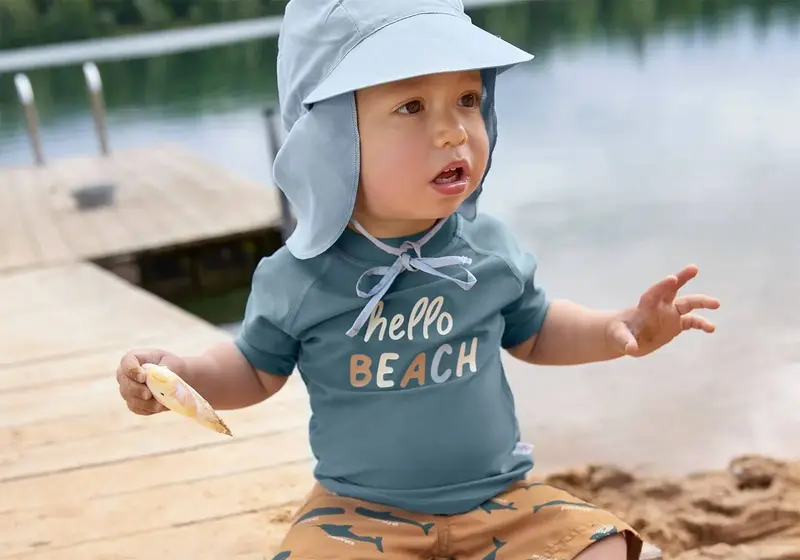 T-shirt anti-UV manches courtes Lässig - Hello Beach bleu
