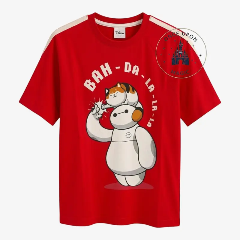 T-shirt Baymax & Mochi Big Hero 6 Rouge Bandes Blanches Disney — Disneyland Paris