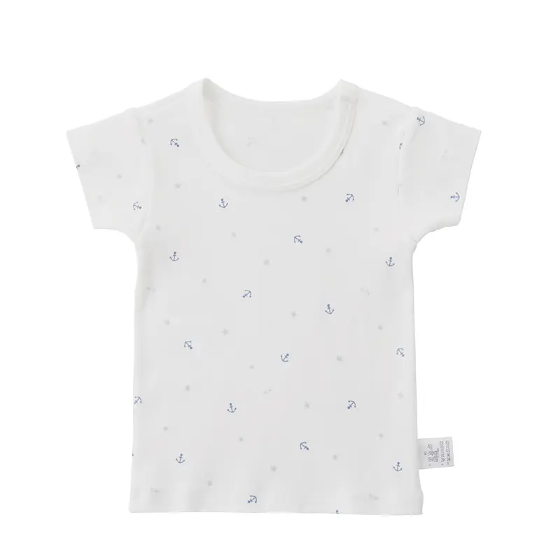 T-SHIRT EN COTON BLANC MOTIFS ANCRES