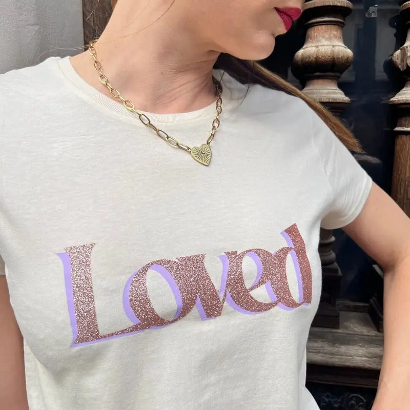 T-shirt femme écru - Loved