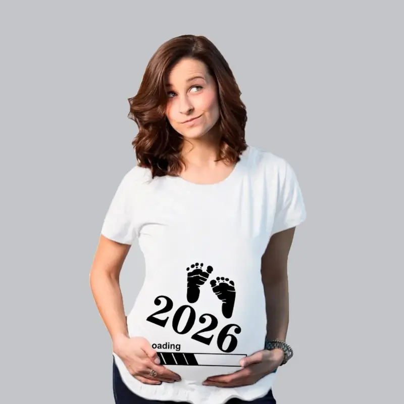 T-shirt maternité imprimé Baby Loading annonce grossesse - été femme enceinte nouvelle maman