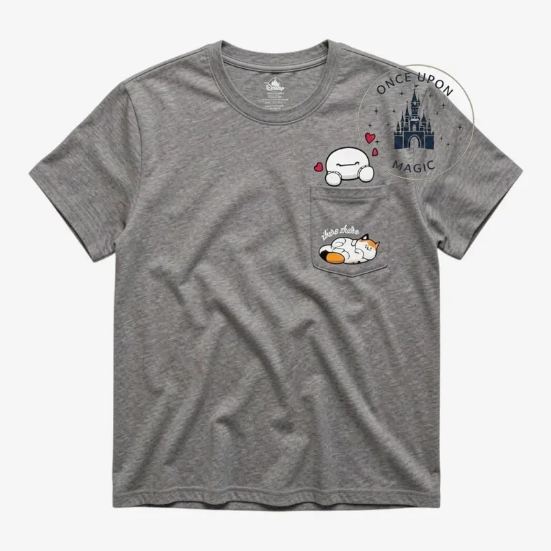 T-shirt Poche Baymax & Chat Gris Chiné Torii Gate Big Hero 6 Disney — Disneyland Paris