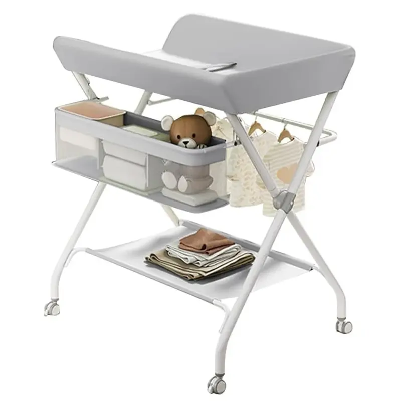 Table à langer pliable avec rangement Mybooni — Station à couches nouveau-né