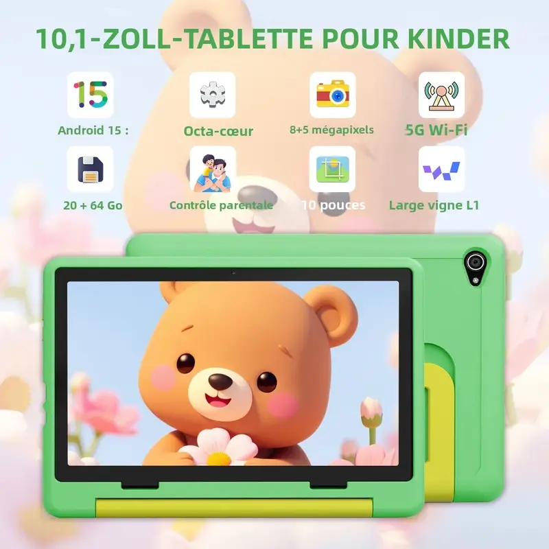 Tablette Enfant 10" Android 15 - Sécurisée & Éducative pour vos Enfants