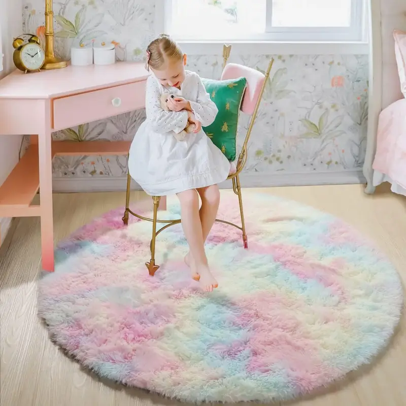 Tapis chambre enfant | rond Arc en ciel