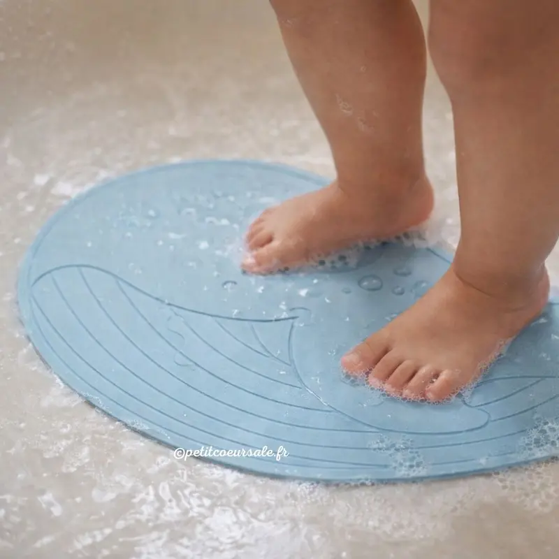 Tapis de bain bébé antidérapant baleine Dobbs – Bleu