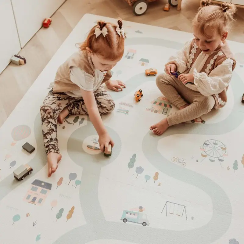Tapis de jeu dalles EEVAA réversible 2 en 1 Village (120 x 180 cm)