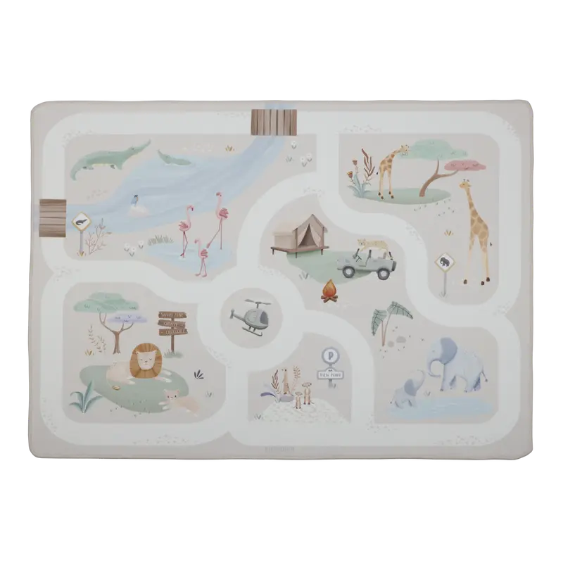 Tapis de jeu pour voiture Safari Friends – tapis circuit enfant