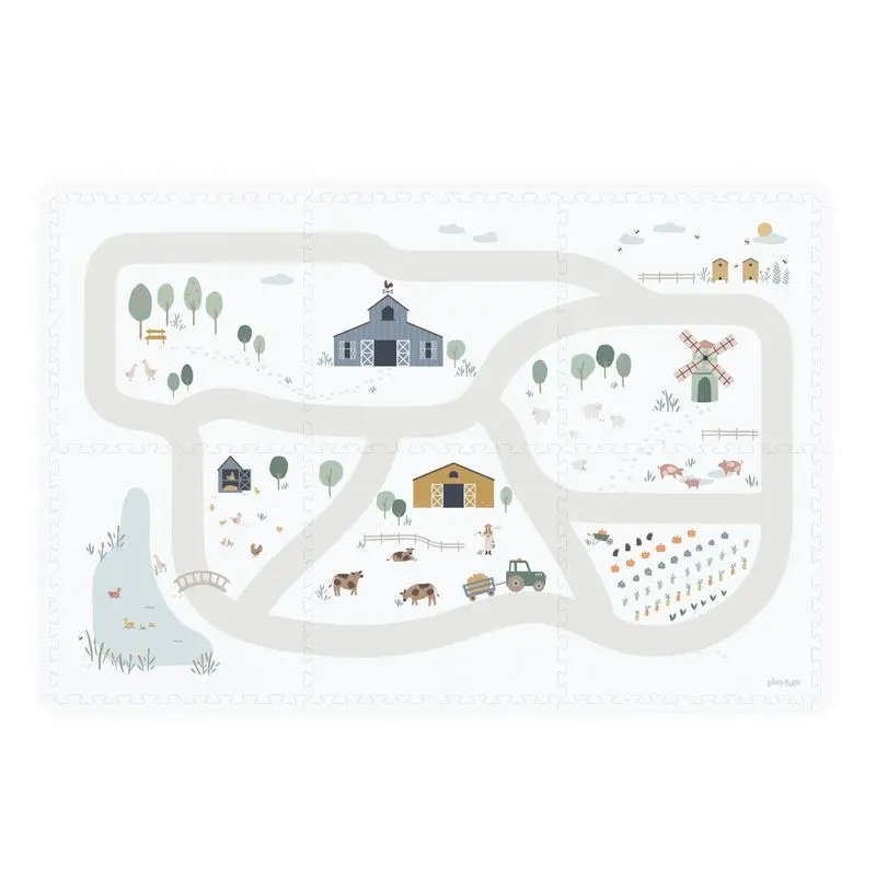 Tapis de jeu réversible 2 en 1 EEVAA ferme (120 x 180 cm)