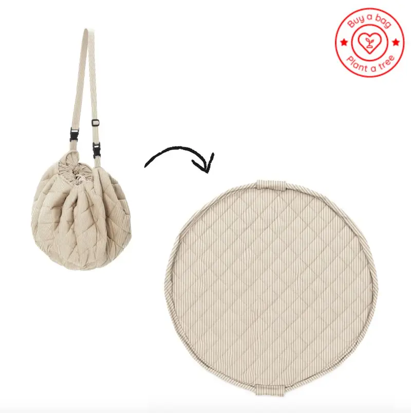 tapis d'eveil et sac biologique bleu stripes - PLAY & GO