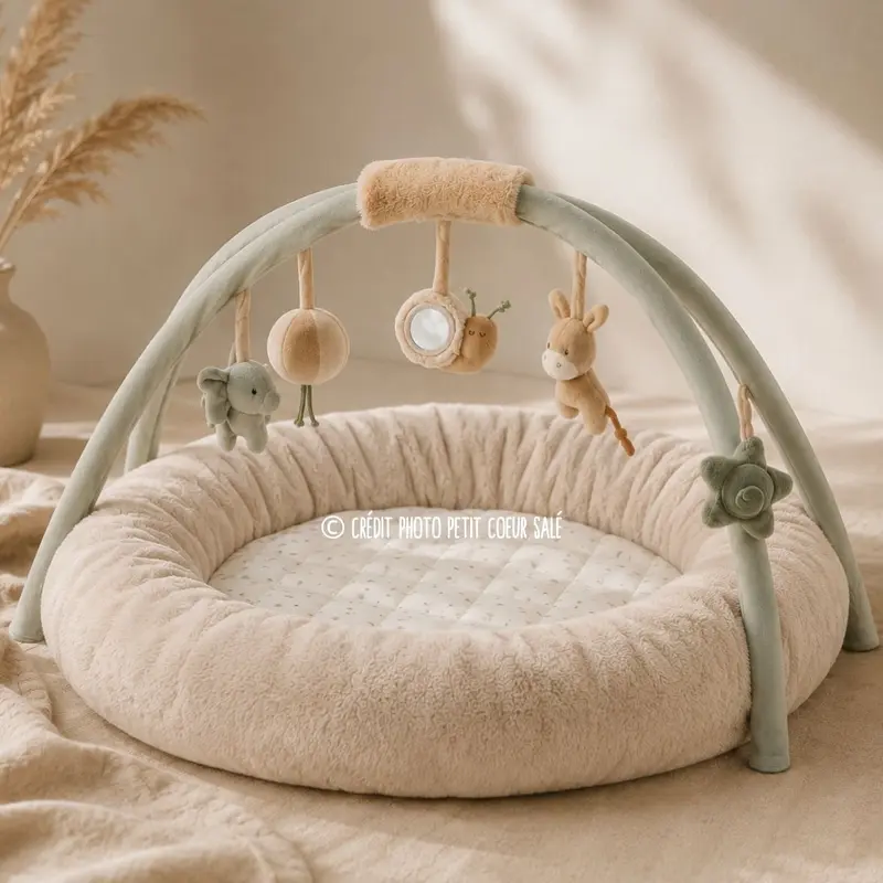 Tapis d’éveil rond rembourré LouLou avec arches – 90 cm – Nattou