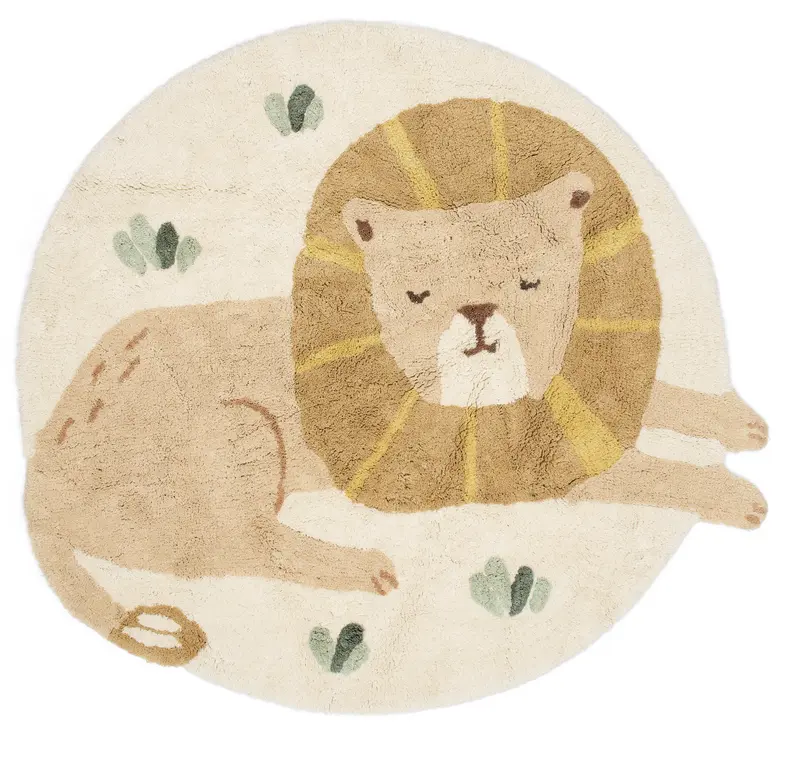Tapis enfant lion – 117 x 110 cm en coton biologique
