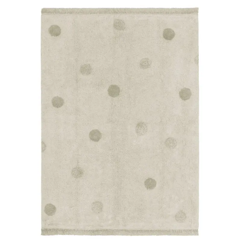 Tapis Lavable Hippy Dots Naturel - Olive 120 X 160 Cm