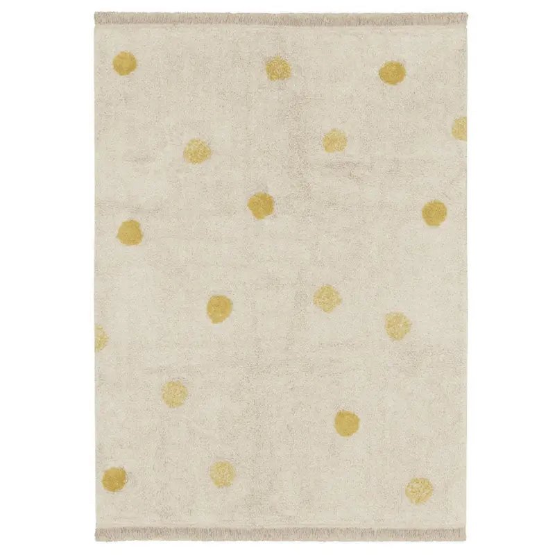 Tapis Lavable Hippy Pois Naturel - Miel 120 X 160 Cm