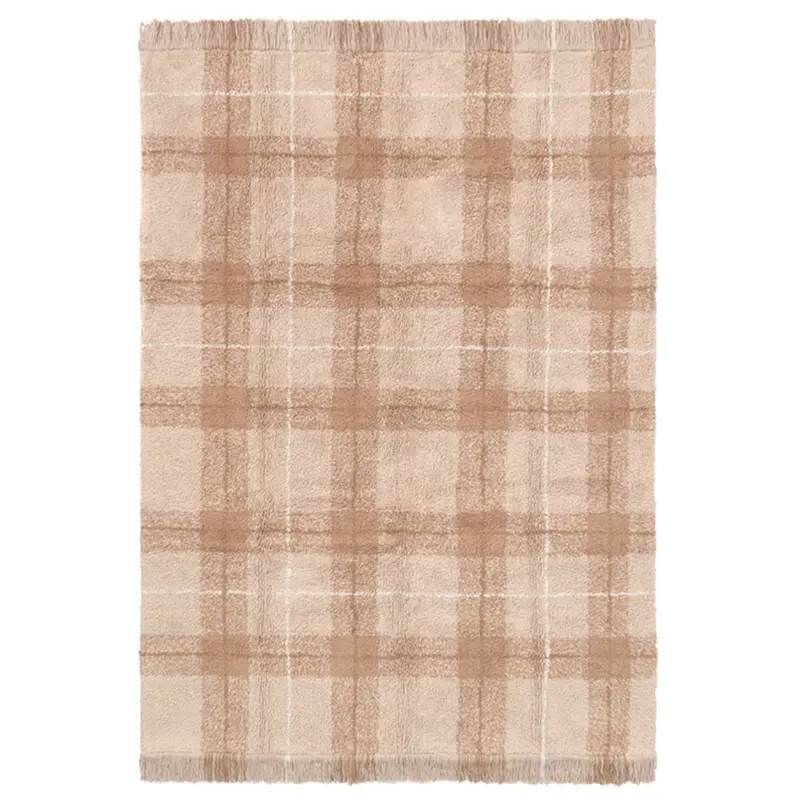 Tapis Lavable Tartan - Rose 90 X 120 Cm