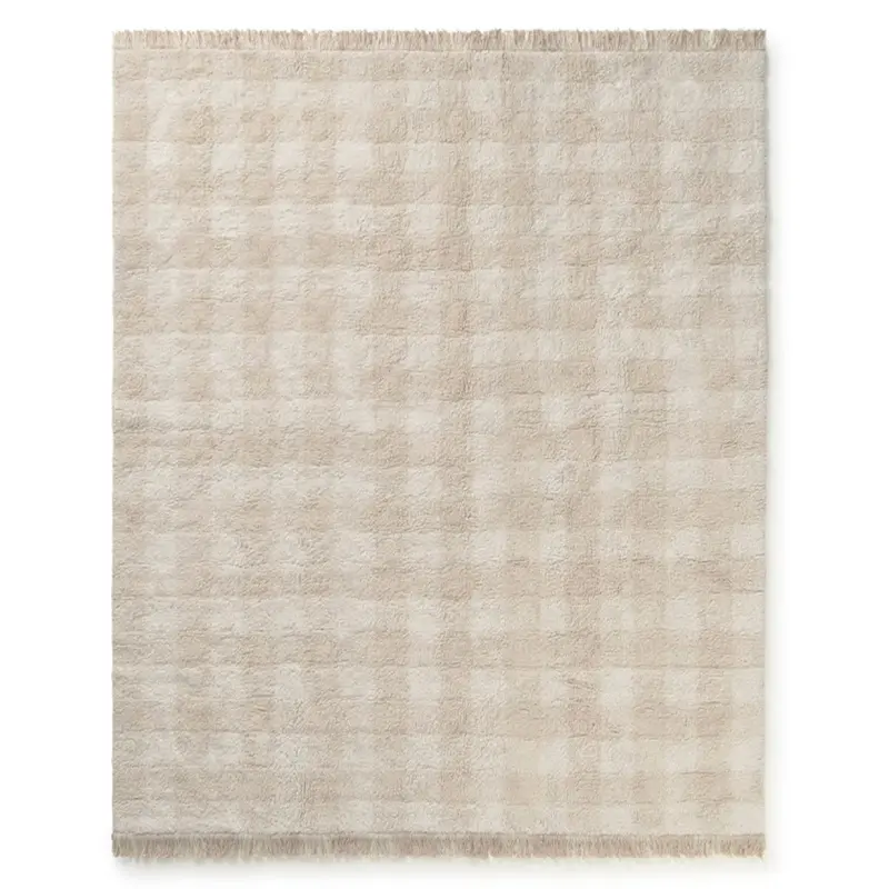 Tapis Lavable Vichy Ivoire 150 x 180 Cm