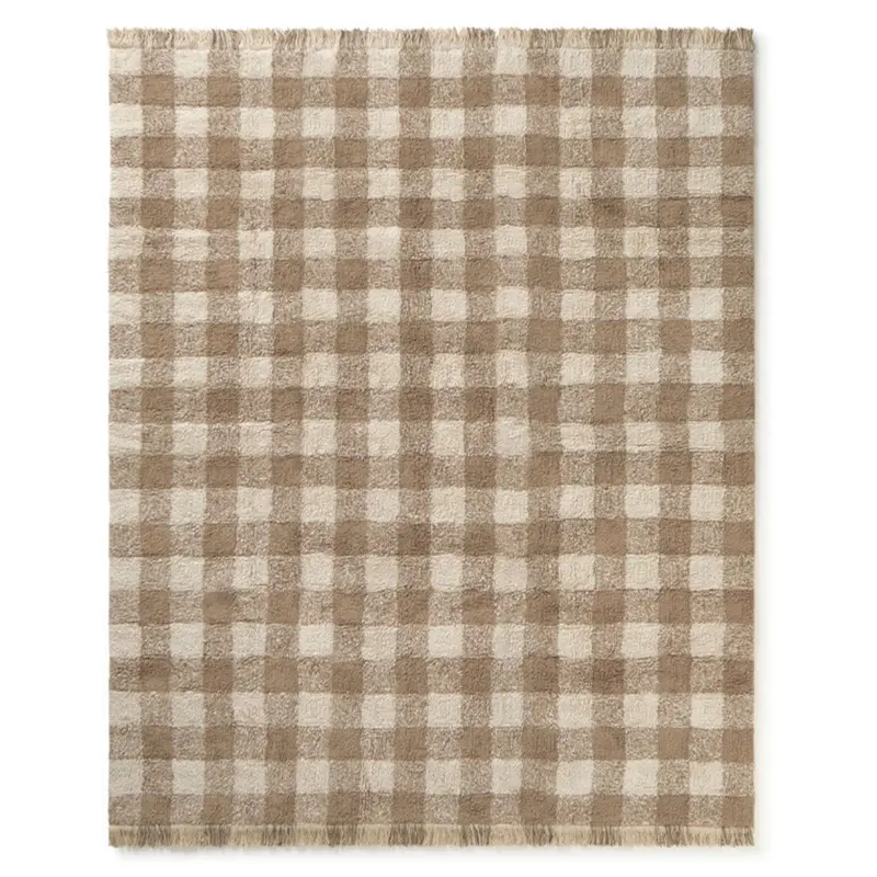 Tapis Lavable Vichy Marron 150 x 180 Cm