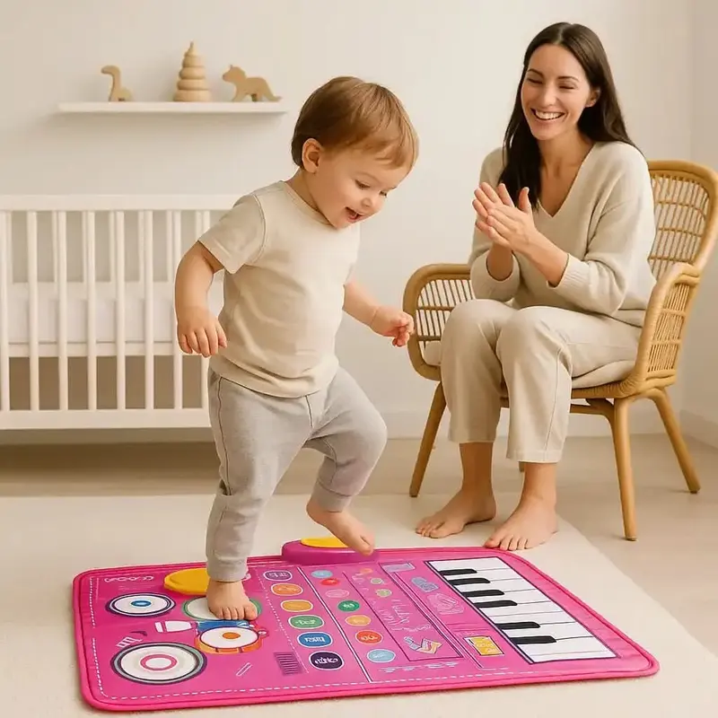 Tapis musical rose bébé 80x50cm