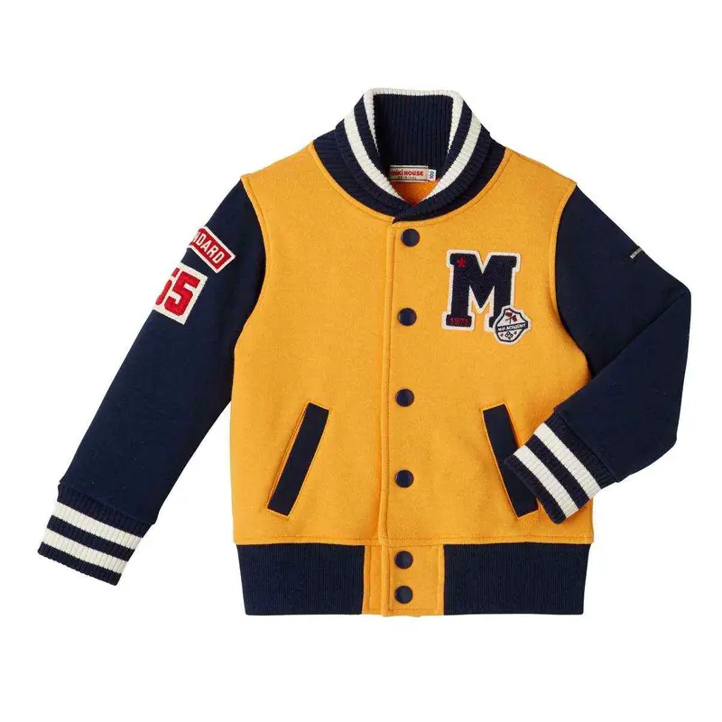TEDDY EN COTON JAUNE MANCHES BLEU MARINE