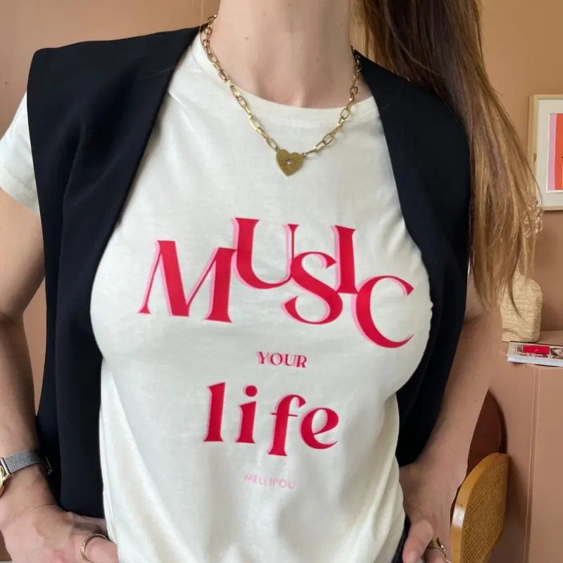 Tee-shirt femme écru - Music your Life