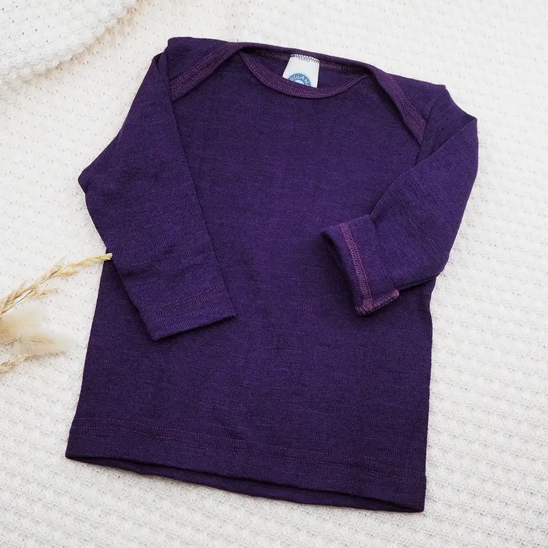 Tee-shirt manches longues en laine et soie Cosilana - Violet